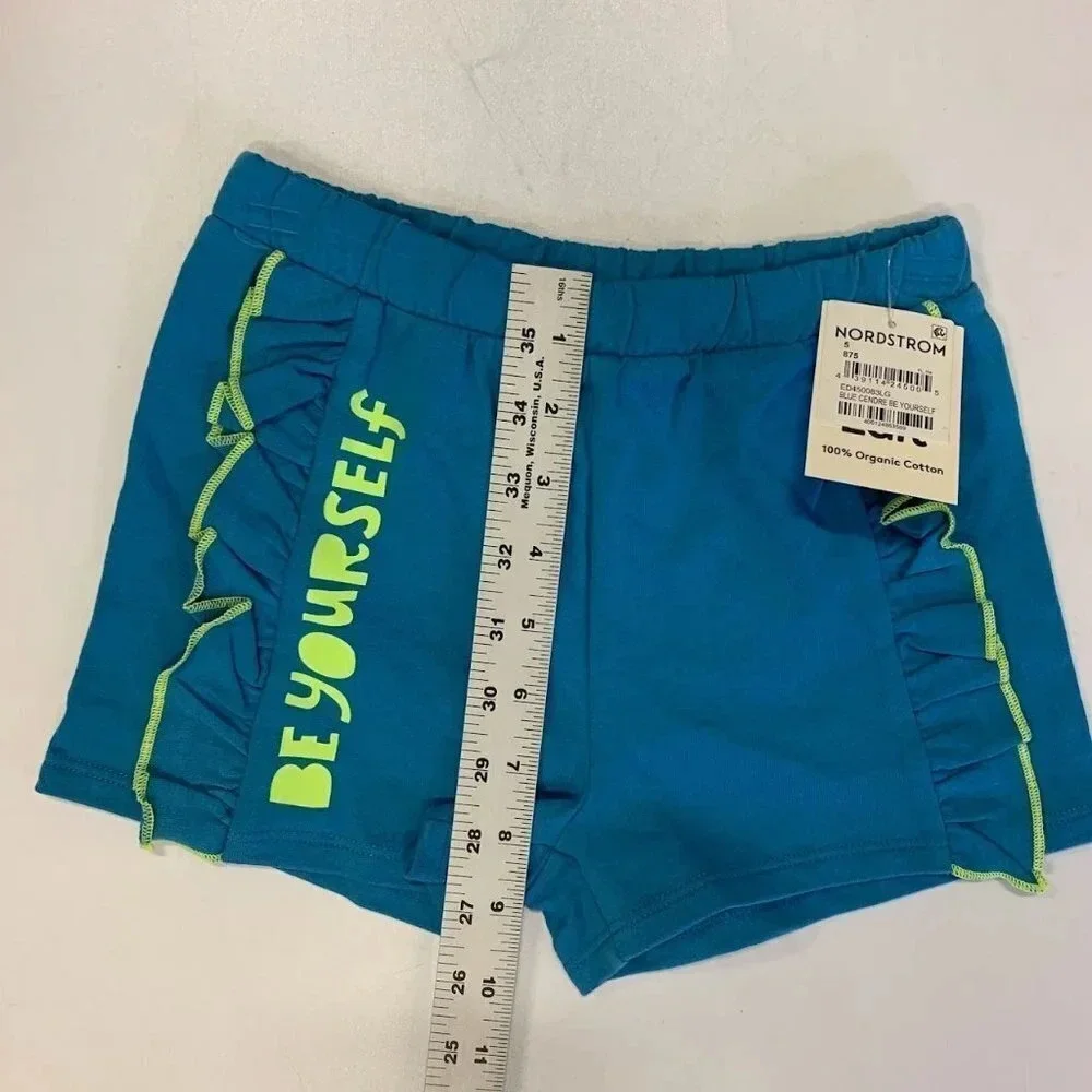 Open Edit Kids' Side Ruffle Shorts In‎ Blue Cendre Be Yourself Size 5 NWT